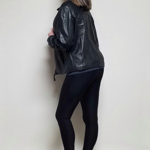 VINTAGE Couture J. Park Black Butter Soft Leather Collared Full-zip Moto Jacket - Picture 3 of 16